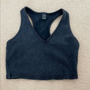 SHEIN Black Ribbed Crop Top
